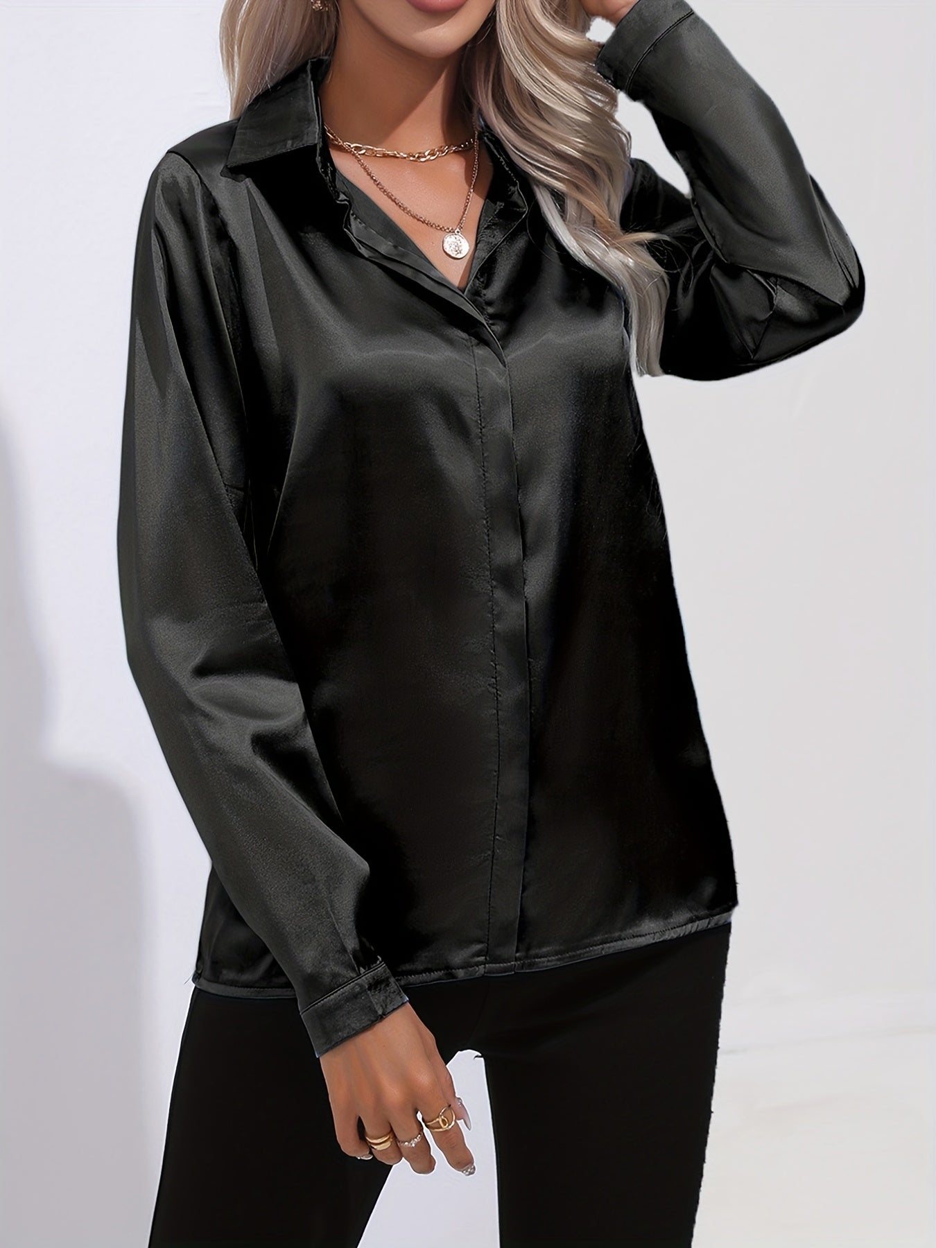Mariah - Elegant Satin Blouse for Women in Chic Autumn Style