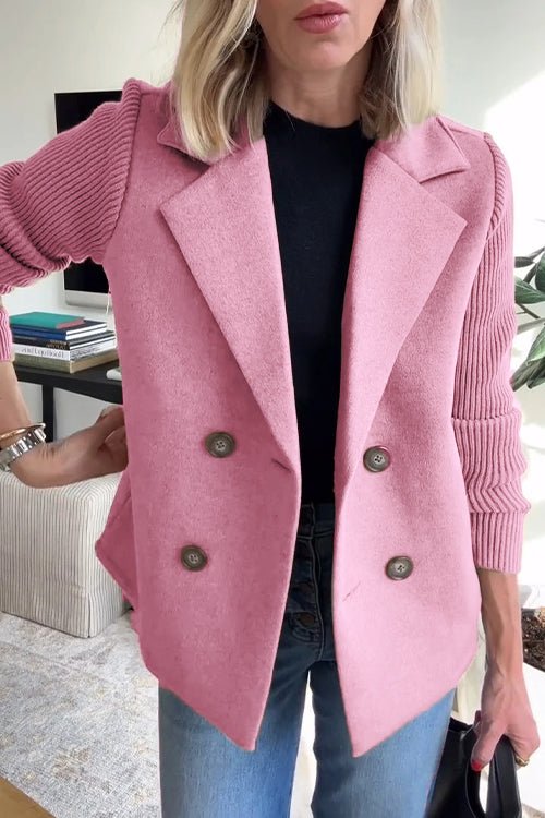 Sadie - Double-Breasted Knit Sleeve Blazer