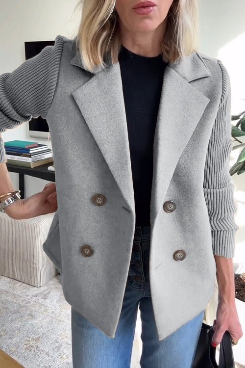 Sadie - Double-Breasted Knit Sleeve Blazer