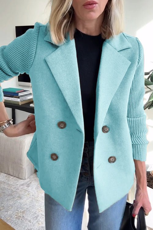 Sadie - Double-Breasted Knit Sleeve Blazer
