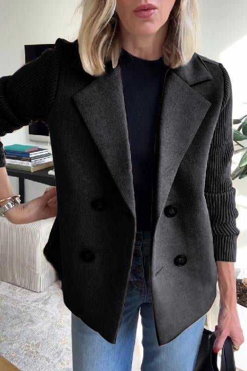 Sadie - Double-Breasted Knit Sleeve Blazer
