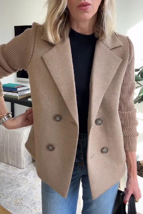 Sadie - Double-Breasted Knit Sleeve Blazer