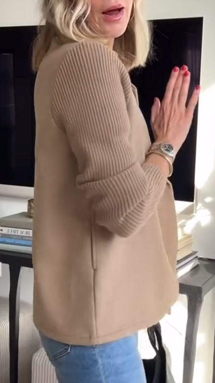 Sadie - Double-Breasted Knit Sleeve Blazer