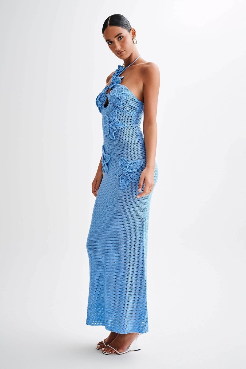 Madison - Floral Applique Crochet Maxi Dress