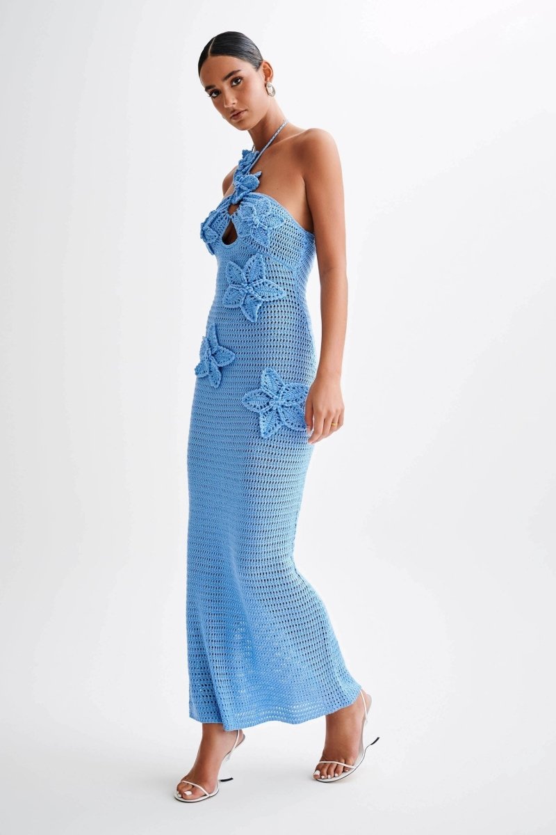 Madison - Floral Applique Crochet Maxi Dress