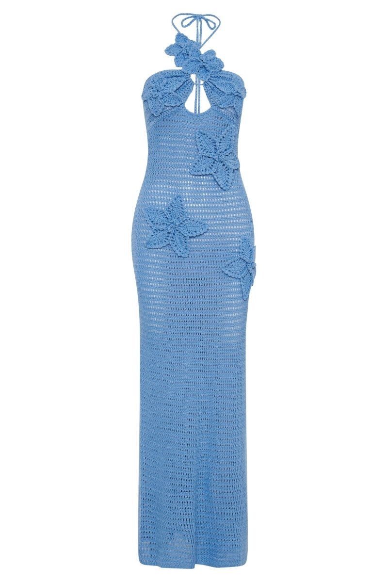 Madison - Floral Applique Crochet Maxi Dress