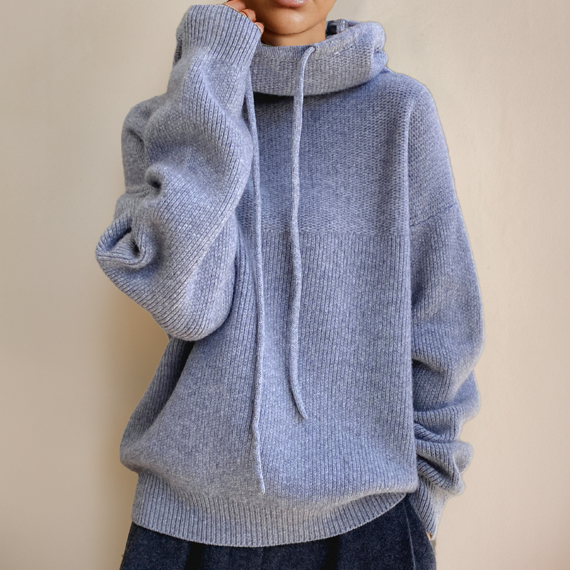 Lucy - Oversized Knit Hoodie with Drawstring