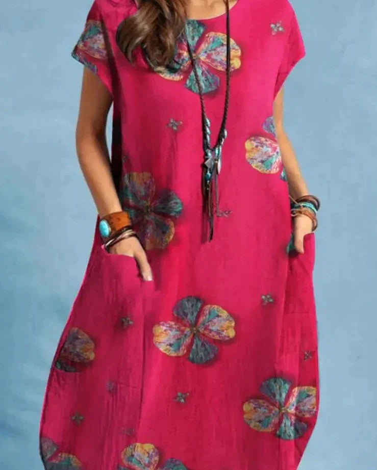 Dames Jurk Midi Met Puff Mouwen | Jurken Dames Zomer | Alette