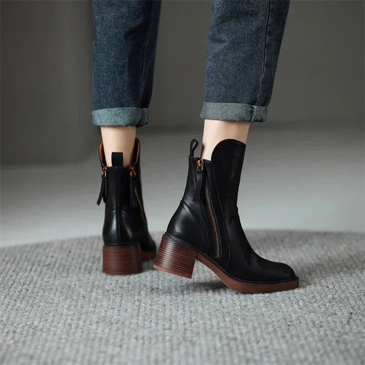 Sophia - Leather Ankle Boots