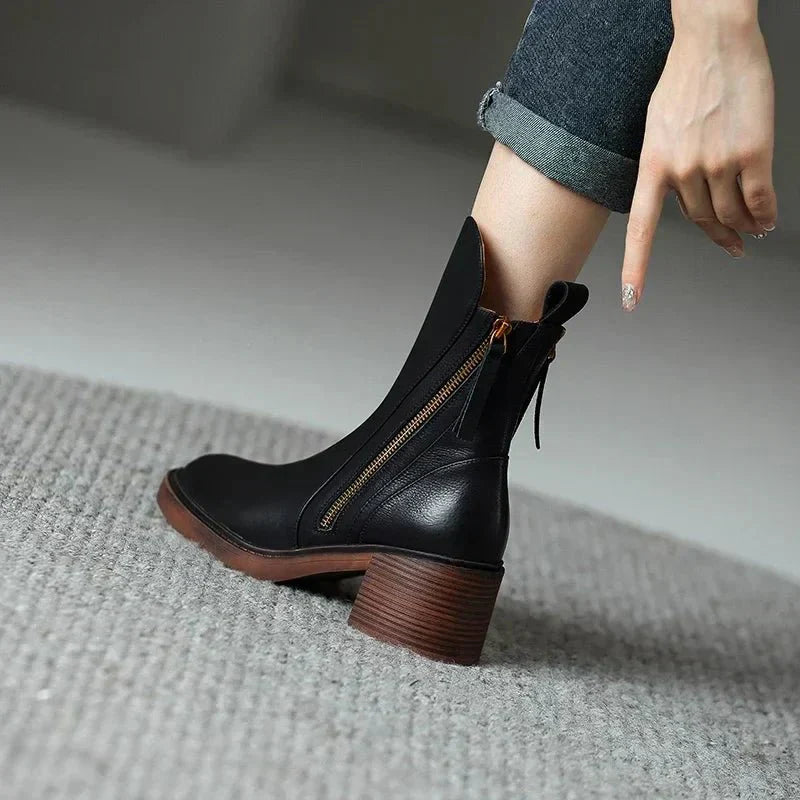 Sophia - Leather Ankle Boots