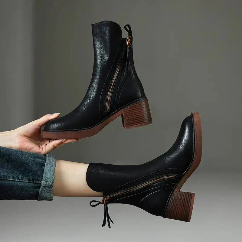 Sophia - Leather Ankle Boots