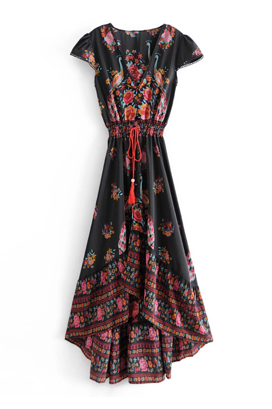 Mirabel - Women Black Boho Chic Floral Dress