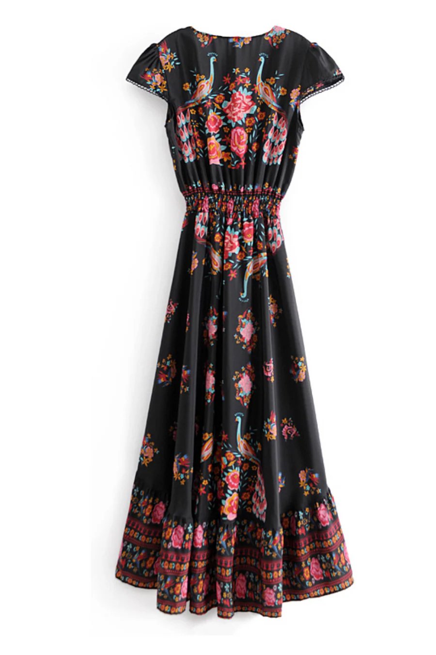 Mirabel - Women Black Boho Chic Floral Dress