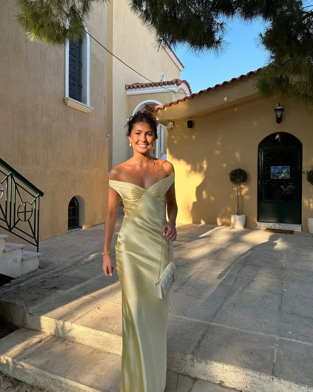 Charlote - Off Shoulder Yellow Maxi Dress