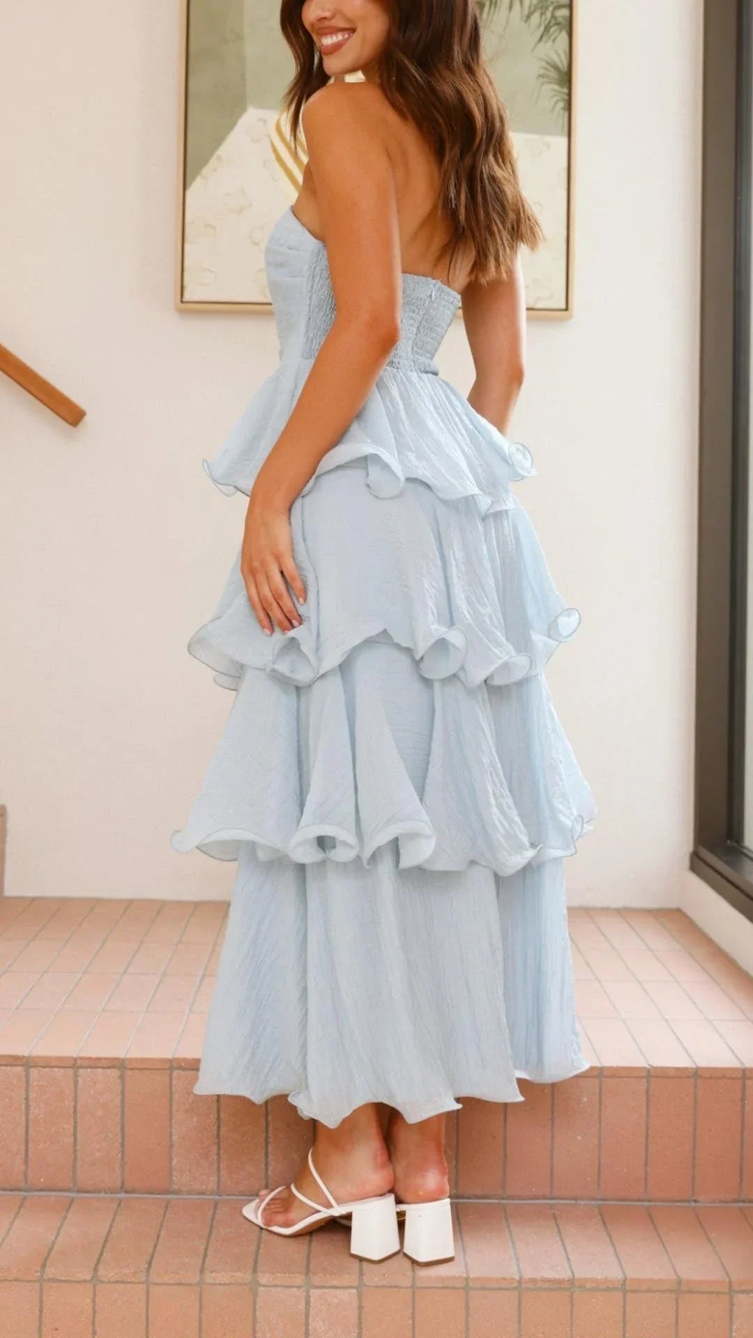 Florence - Women’s Strapless Tiered Dress with Elegant Layers