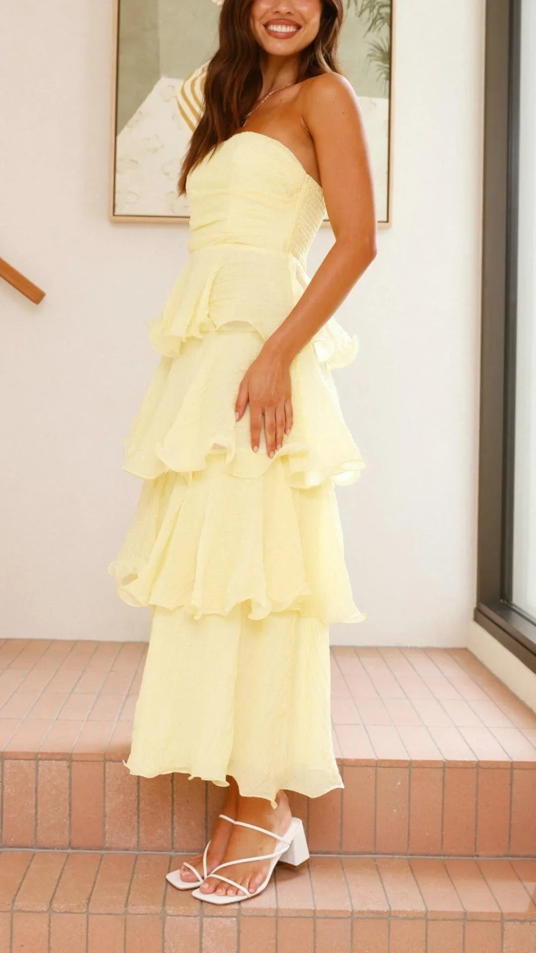 Florence - Women’s Strapless Tiered Dress with Elegant Layers