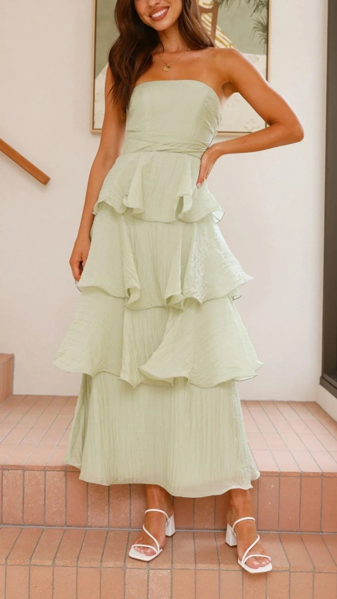 Florence - Women’s Strapless Tiered Dress with Elegant Layers
