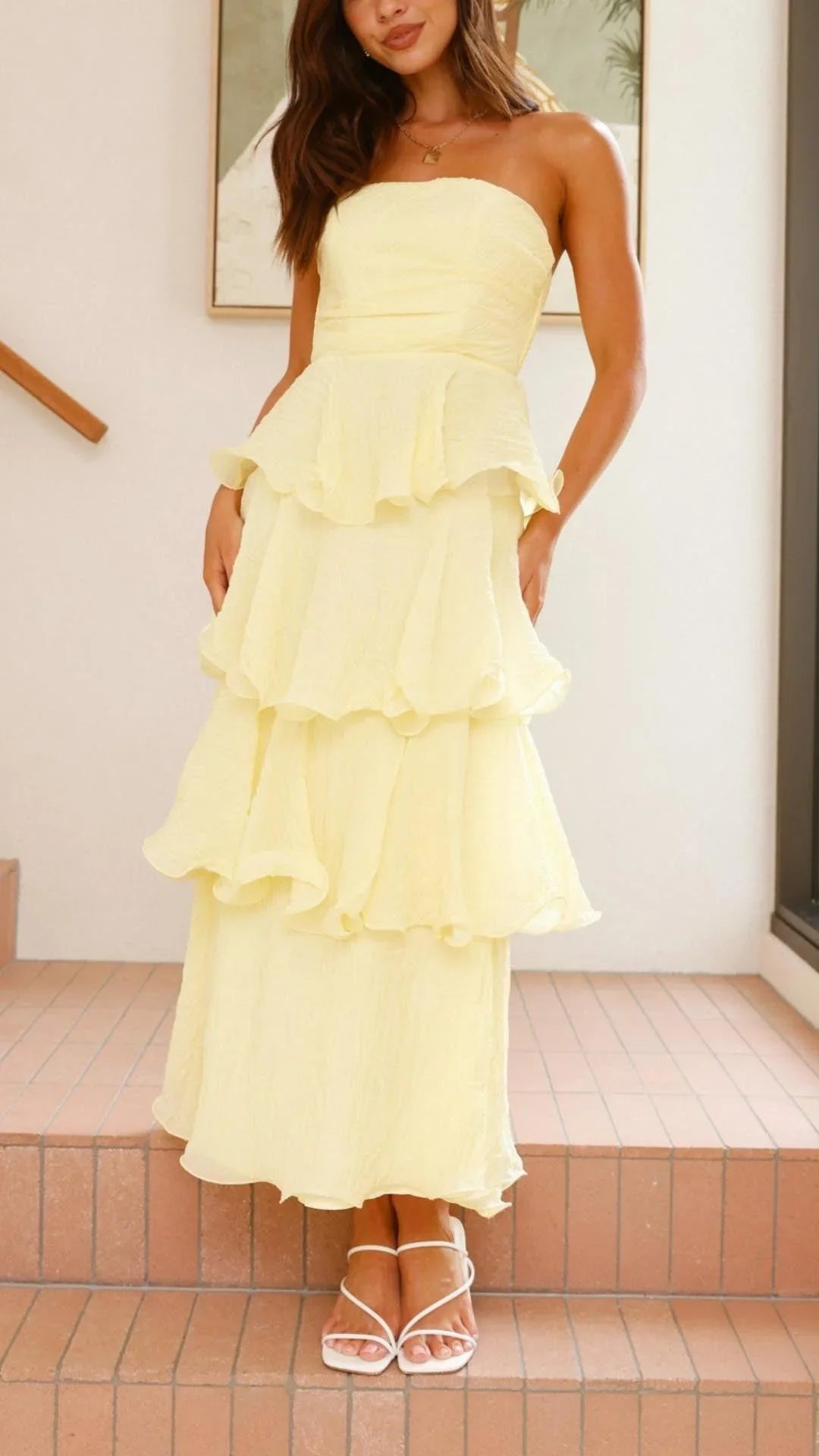 Florence - Women’s Strapless Tiered Dress with Elegant Layers