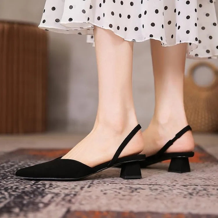 Pointed Toe Slingback Heels with Crystal Fringe - White