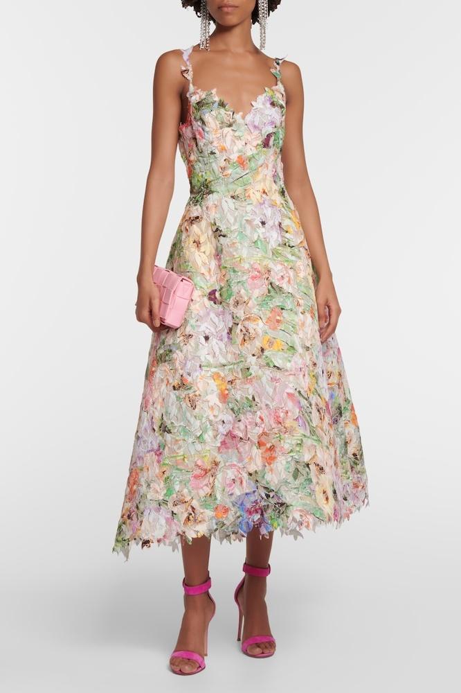 Bellarose - Floral Embroidered Lace Midi Dress Elegant & Romantic Summ Bellarose - Floral Embroidered Lace Midi Dress Elegant & Romantic Summ