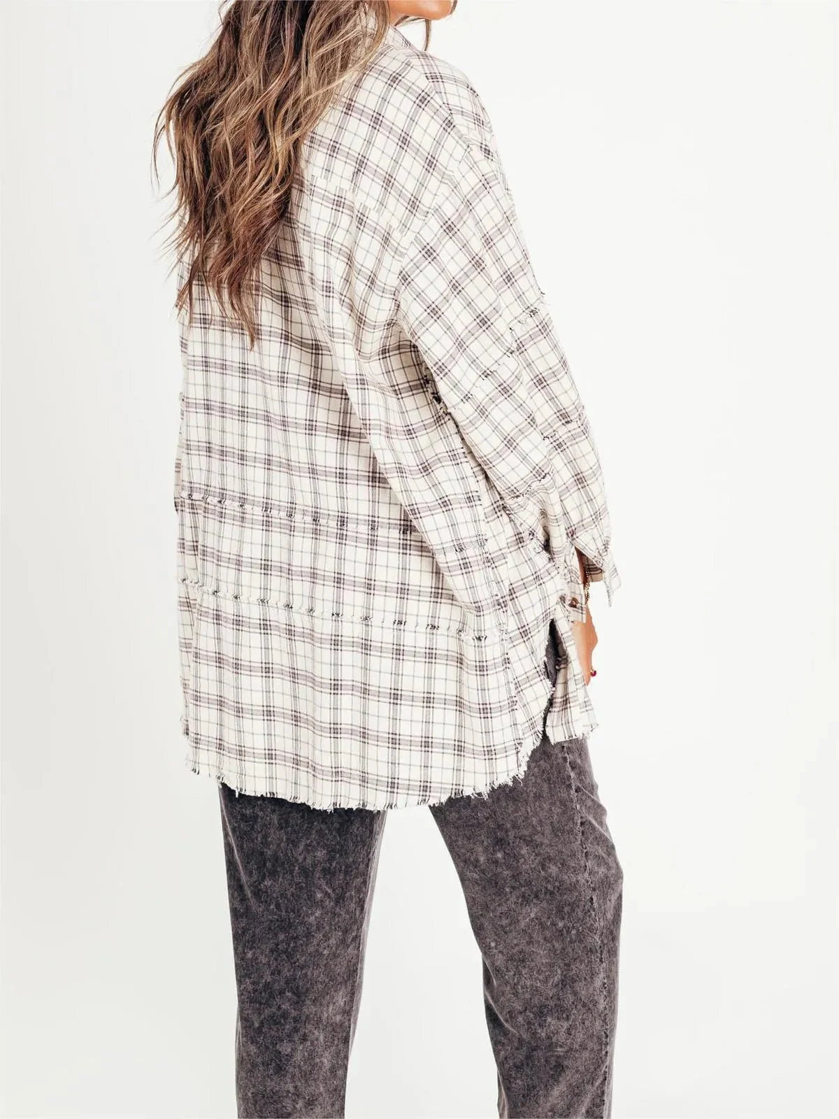 Valentina - Women's Raw Edge Oversized Shirt