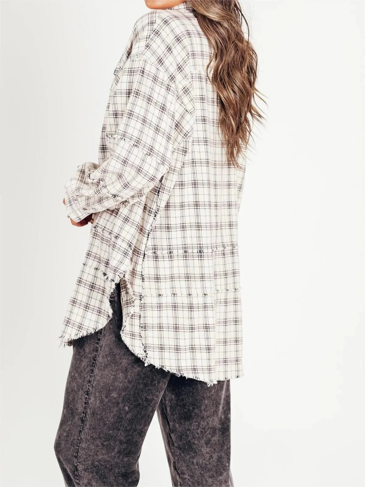 Valentina - Women's Raw Edge Oversized Shirt