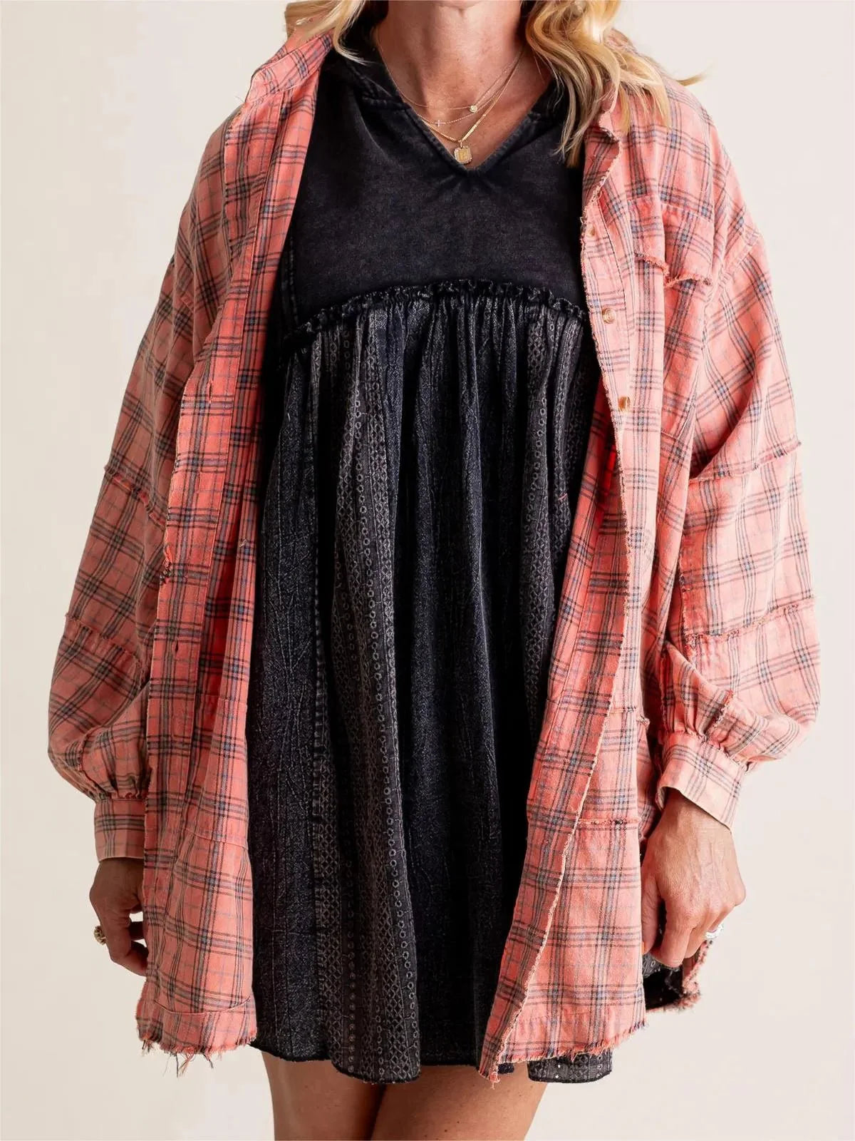 Valentina - Women's Raw Edge Oversized Shirt