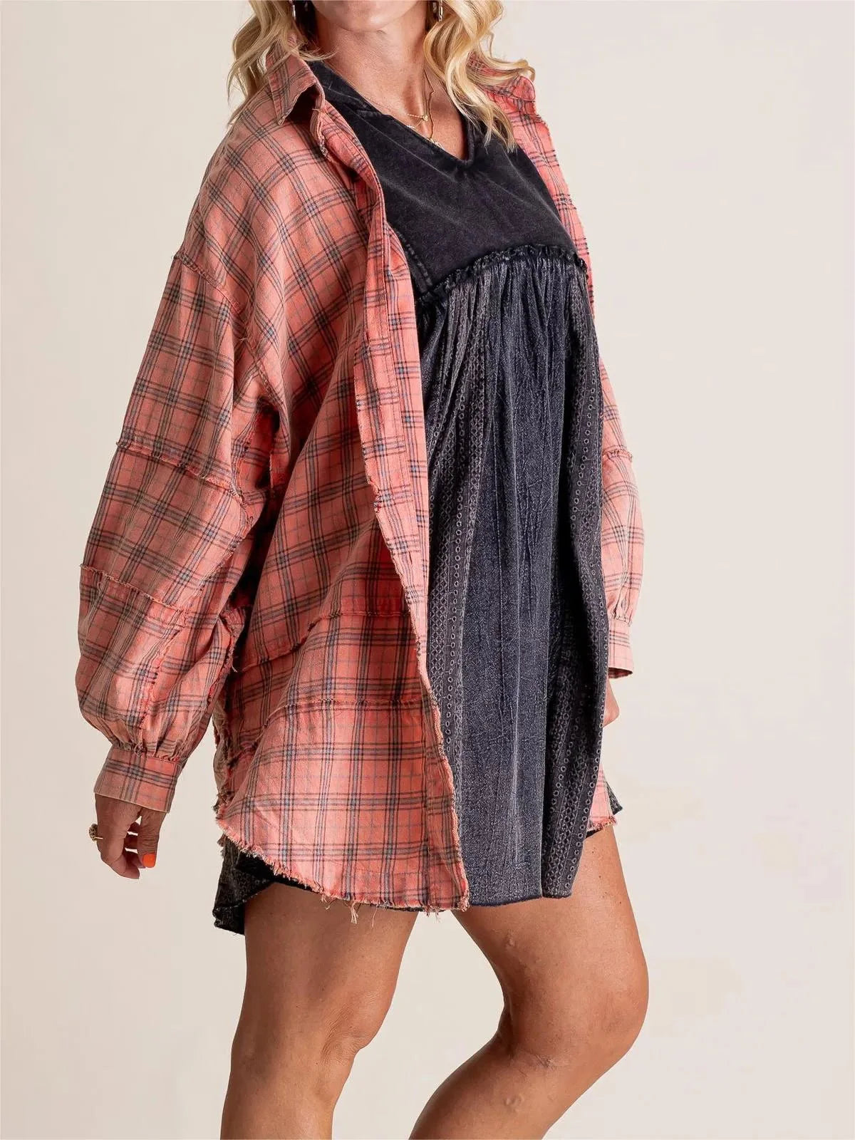 Valentina - Women's Raw Edge Oversized Shirt