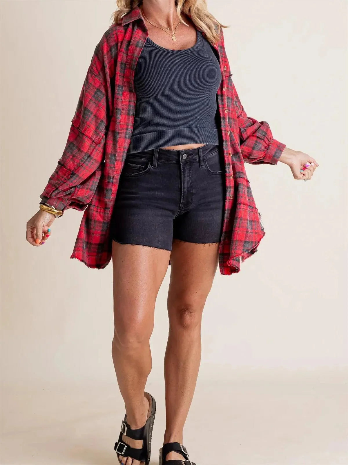 Valentina - Women's Raw Edge Oversized Shirt
