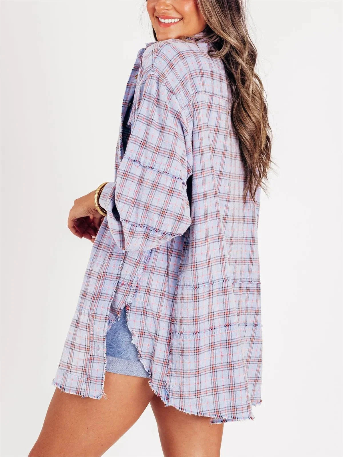 Valentina - Women's Raw Edge Oversized Shirt
