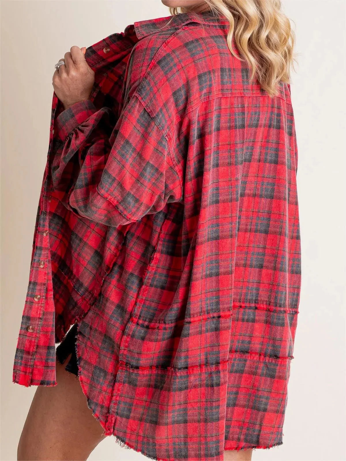 Valentina - Women's Raw Edge Oversized Shirt