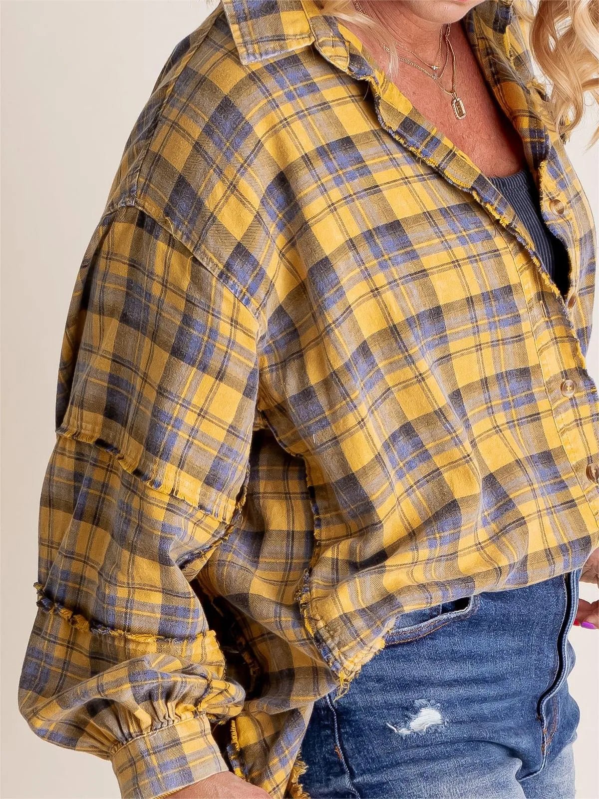 Valentina - Women's Raw Edge Oversized Shirt
