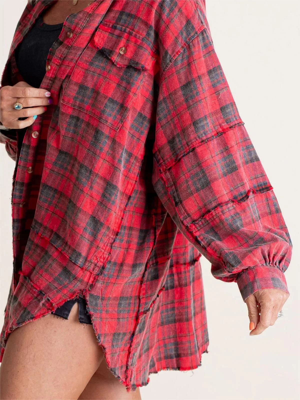 Valentina - Women's Raw Edge Oversized Shirt