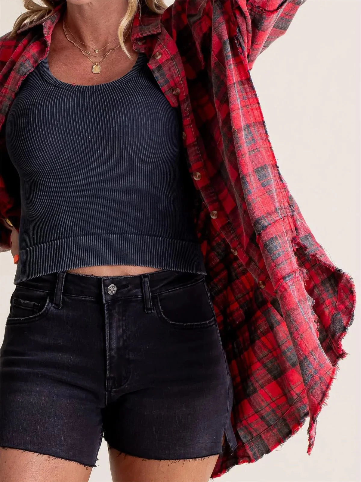Valentina - Women's Raw Edge Oversized Shirt
