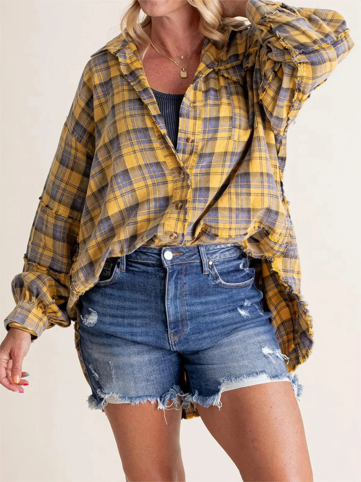 Valentina - Women's Raw Edge Oversized Shirt