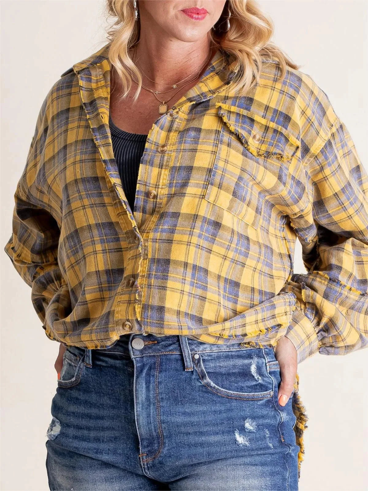 Valentina - Women's Raw Edge Oversized Shirt
