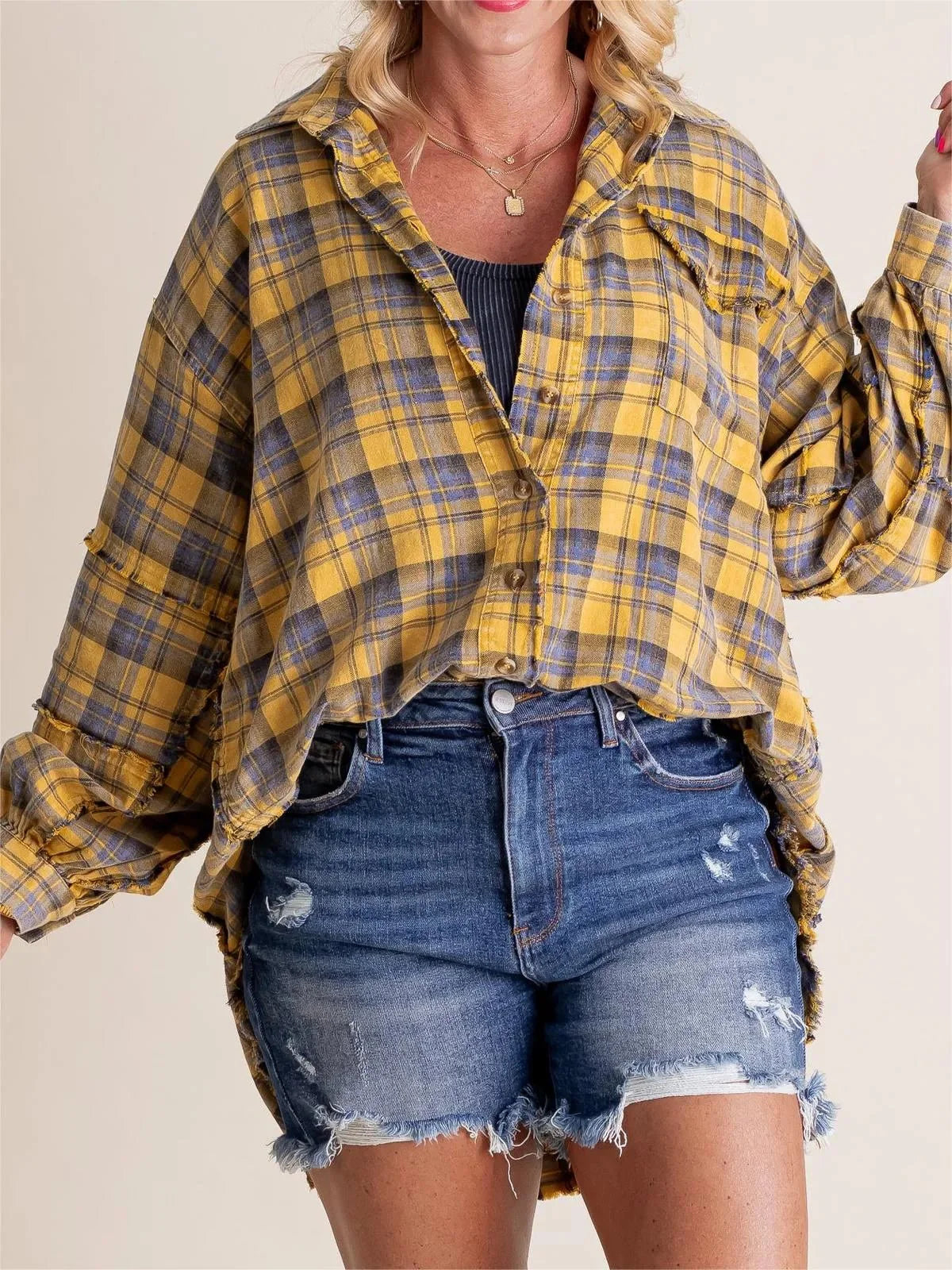 Valentina - Women's Raw Edge Oversized Shirt