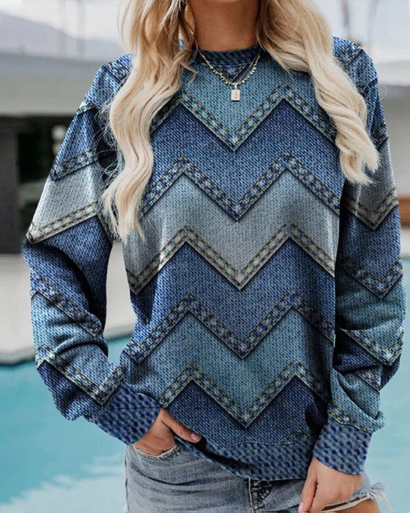 Adeline - Long-Sleeved Denim Sweater for Winter