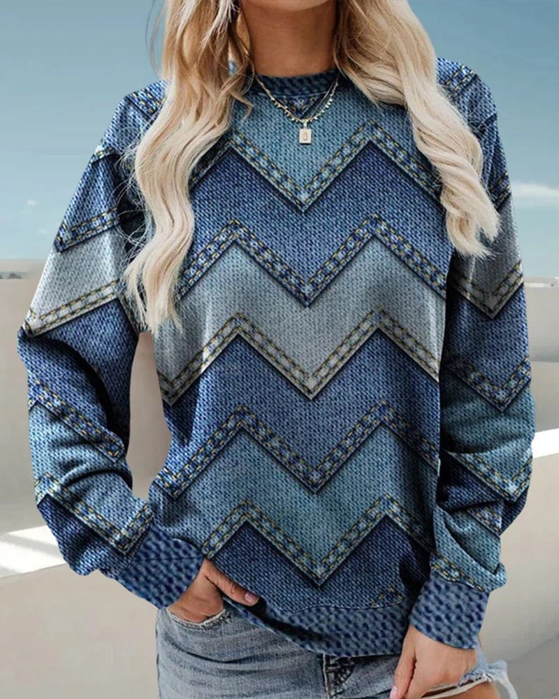 Adeline - Long-Sleeved Denim Sweater for Winter