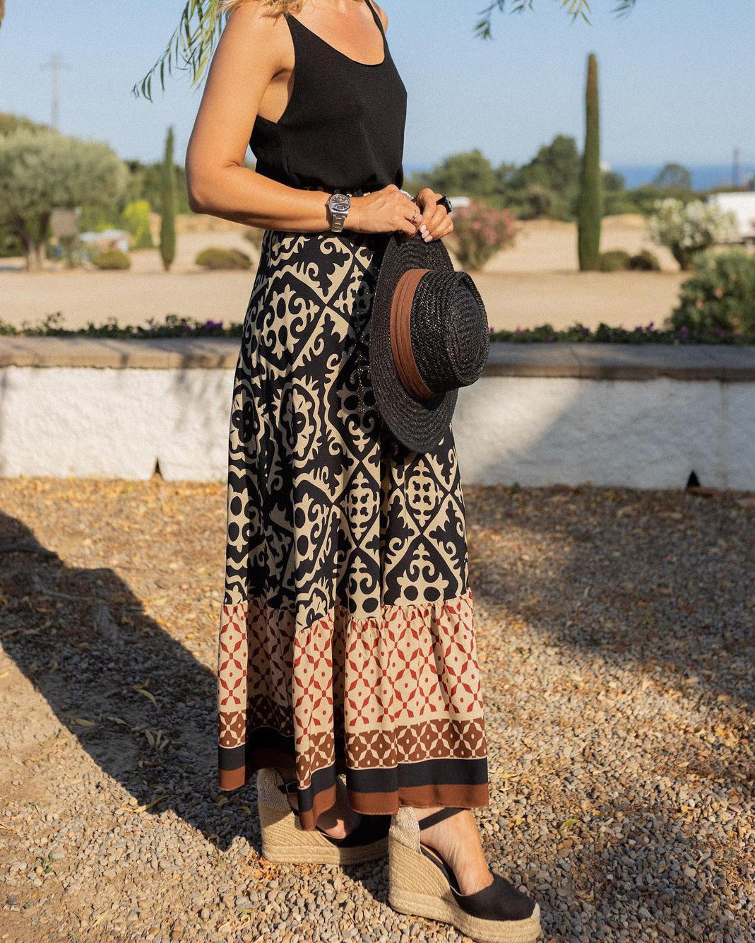 Gianna - Bree Boho Maxi Skirt with Adjustable Waist for Effortless Bohemian Style