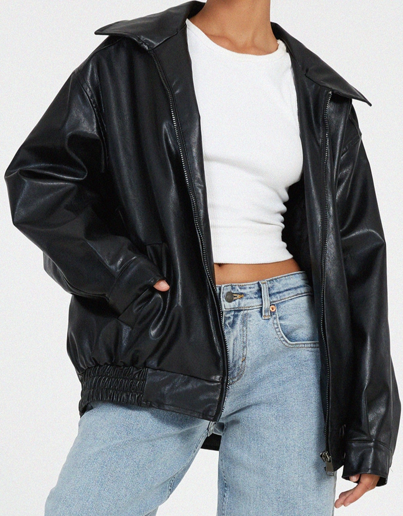 Meadow - Classic Leather Jacket Casual PU Leather