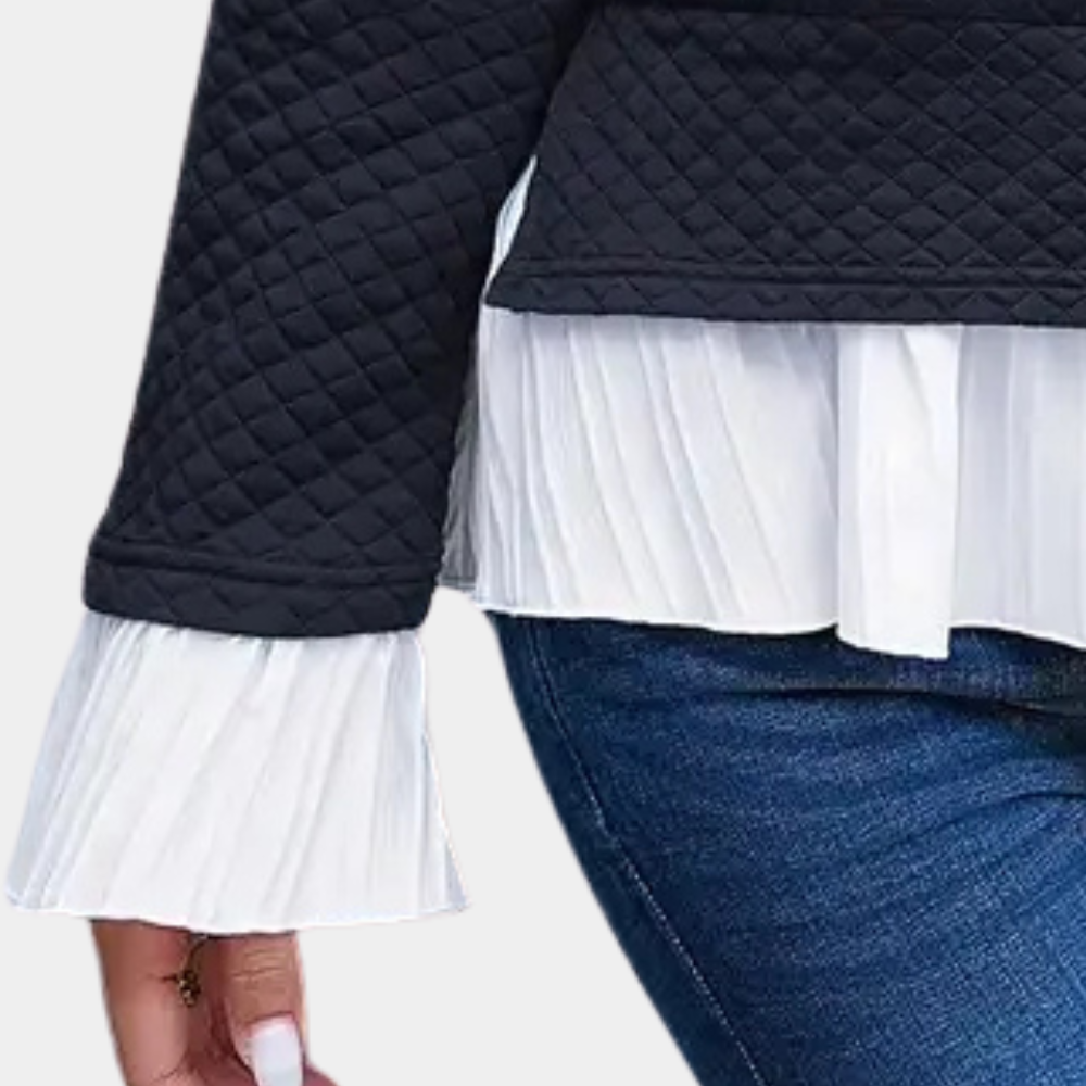 Cove - Quilted Knit Top with Pleated Hem