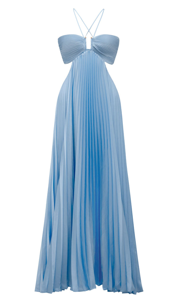 Margarette - Women's Halter Neck Pleated Maxi Dress