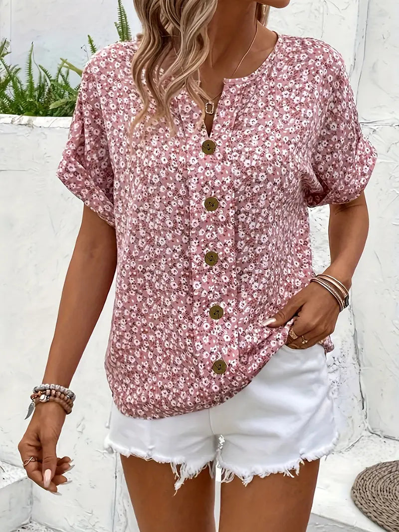 Ayessa - Floral Button-Up Blouse for Women