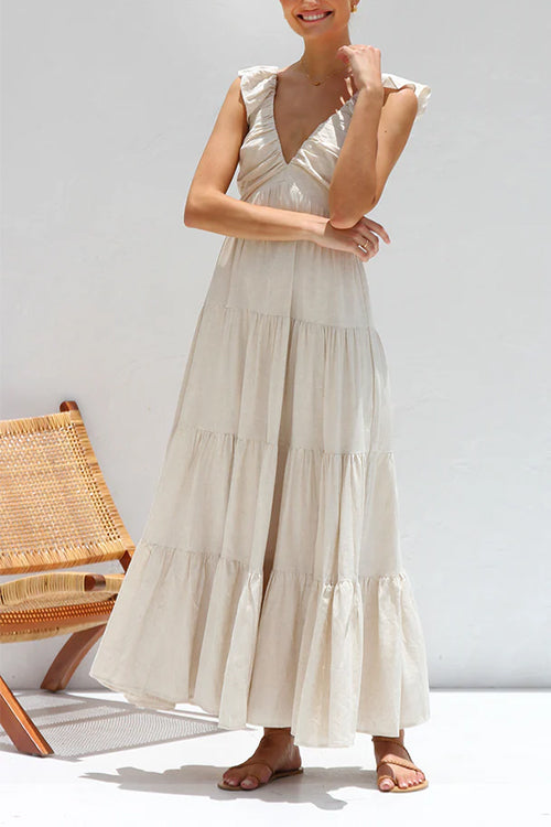 Azalea - V-Neck Linen Maxi Dress