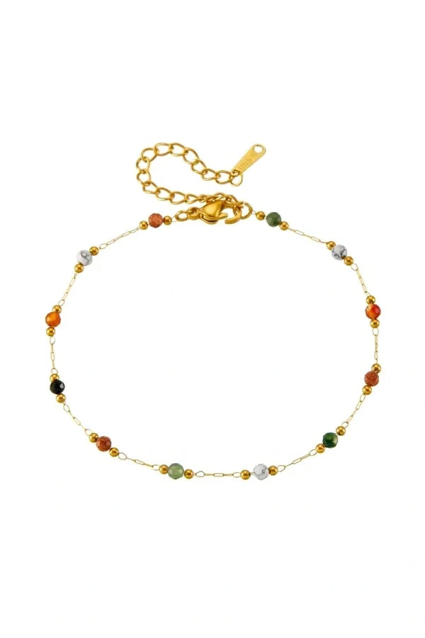 Paige - Vibrant Rainbow Beaded Gold Bracelet