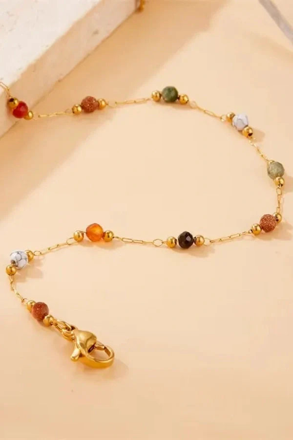 Paige - Vibrant Rainbow Beaded Gold Bracelet