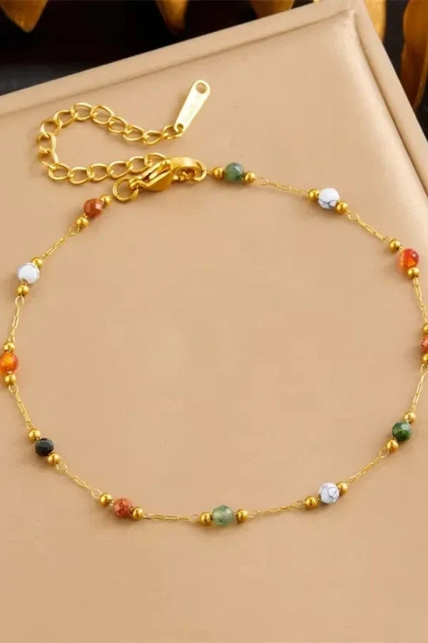 Paige - Vibrant Rainbow Beaded Gold Bracelet