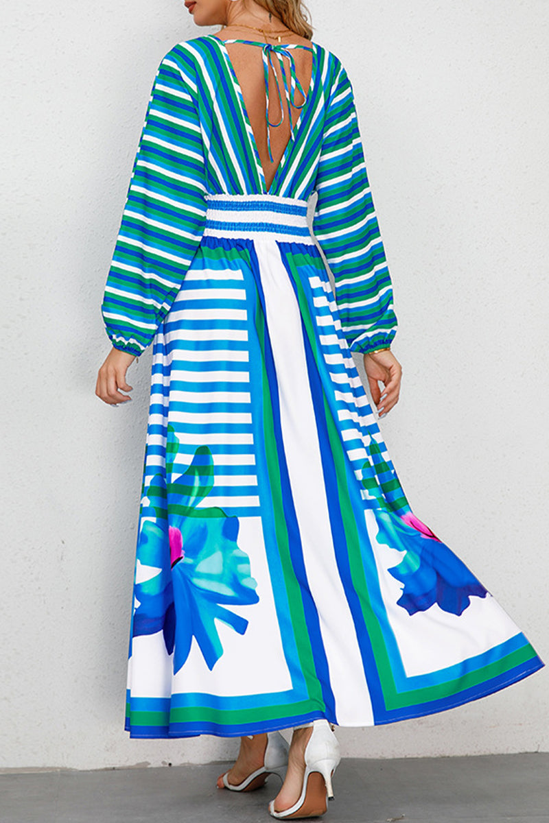 Annika - Striped Floral Maxi Dress