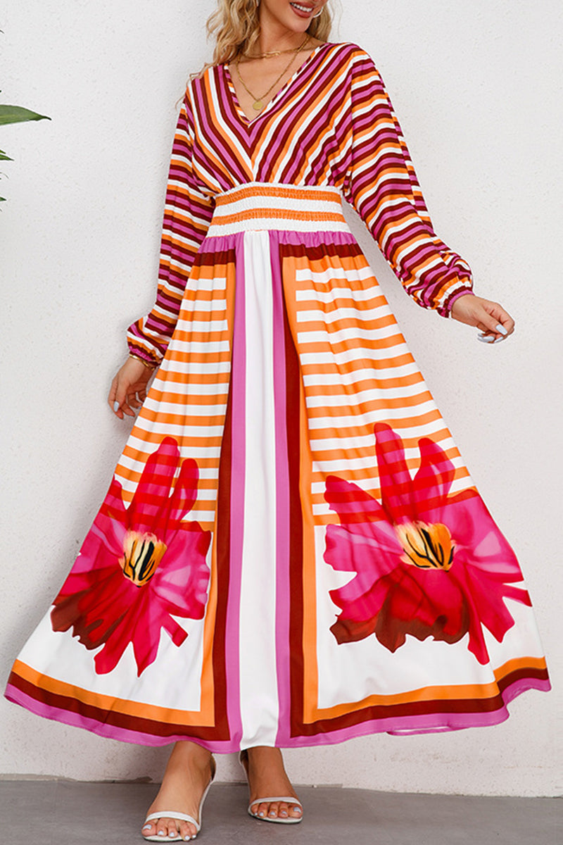 Annika - Striped Floral Maxi Dress